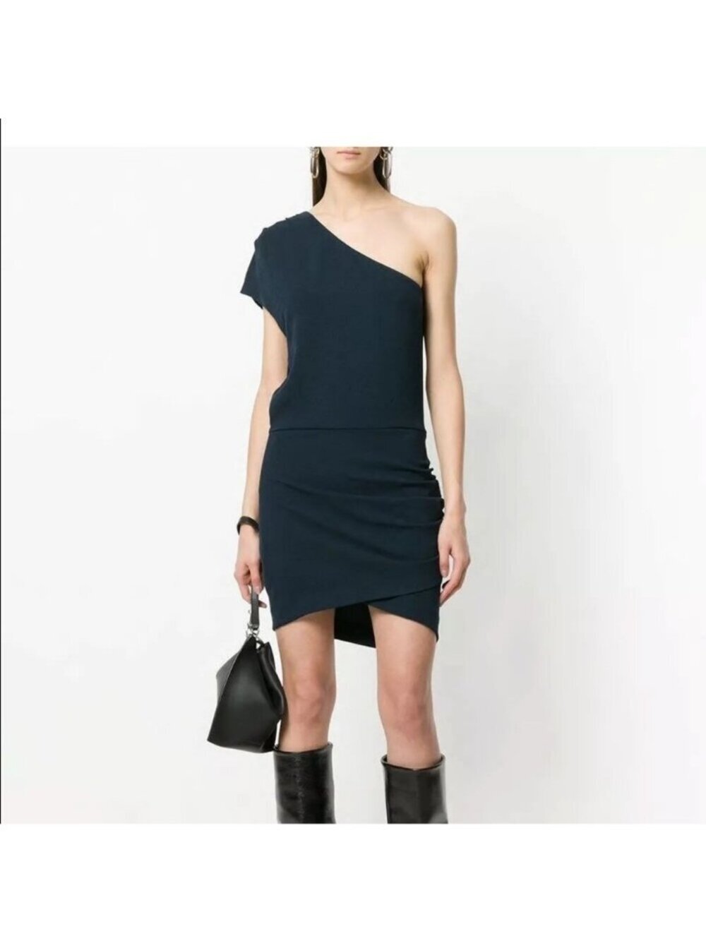 IRO Davov One-Shoulder Envelope Hem Dress Size 40  Blue NEW